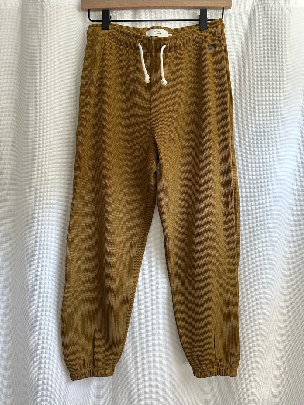 The Tiny Big Sister Waffle Drawstring Jogger Pants in Mustard, NWOT